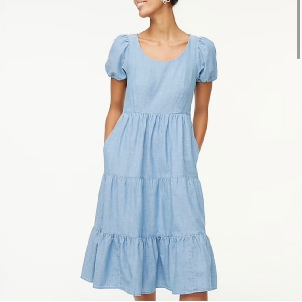 J. Crew Factory Blue Chambray Midi Dress